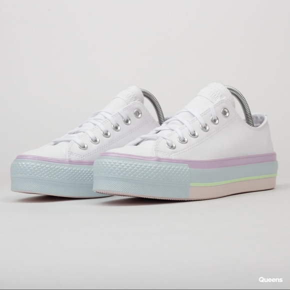 Converse CTAS LIFT OX Platform White Leather Pastel Shoes Womans 5,6,6.5,7,7.5,8 - Picture 1 of 9